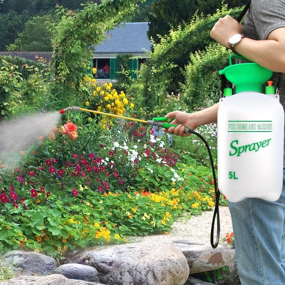 Portable Pump Sprayer 5 Liter (170 oz) with Adjustable Shoulder Strap