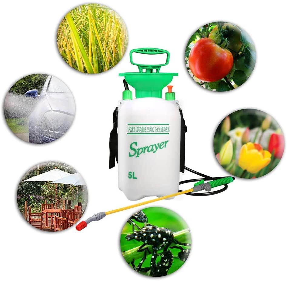 Portable Pump Sprayer 5 Liter (170 oz) with Adjustable Shoulder Strap