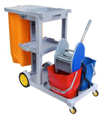 Janitorial Cart with Cover - 25 Gallon Bag - 2 Buckets