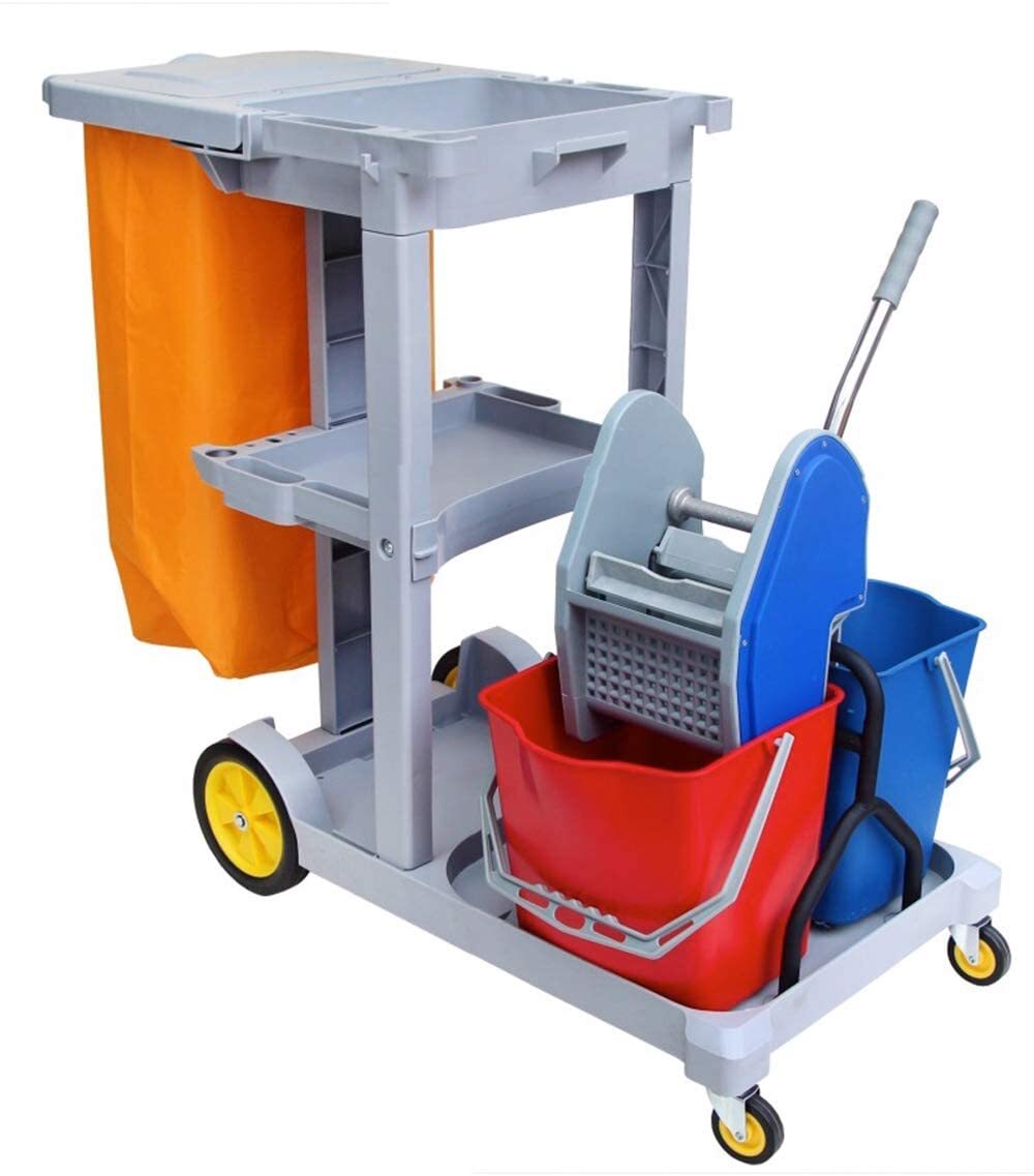 Janitorial Cart with Cover - 25 Gallon Bag - 2 Buckets