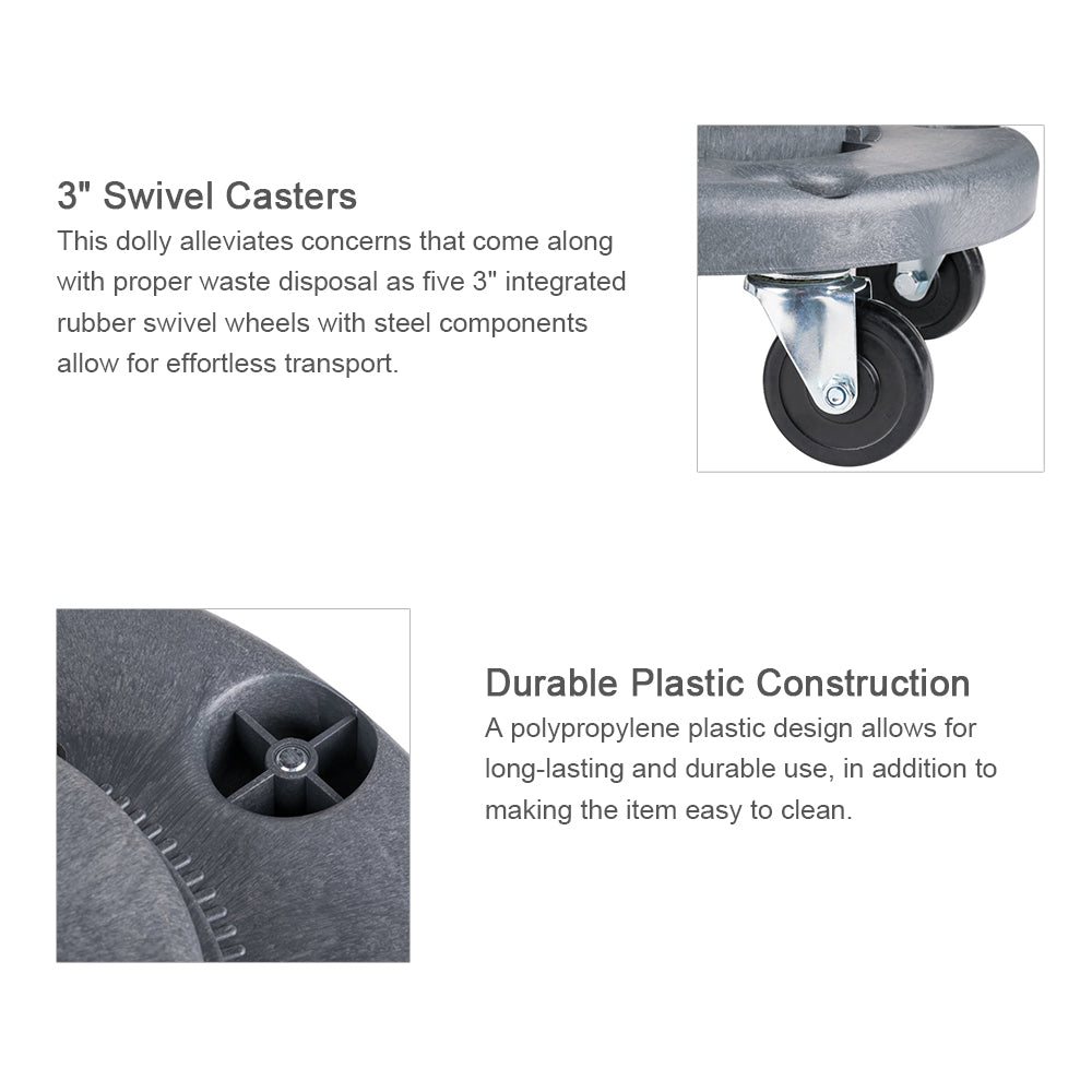 Trash Can Dolly Heavy-duty | 5 Caster | 460 Lb Capacity