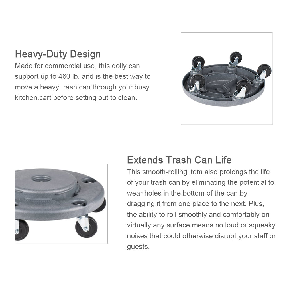 Trash Can Dolly Heavy-duty | 5 Caster | 460 Lb Capacity