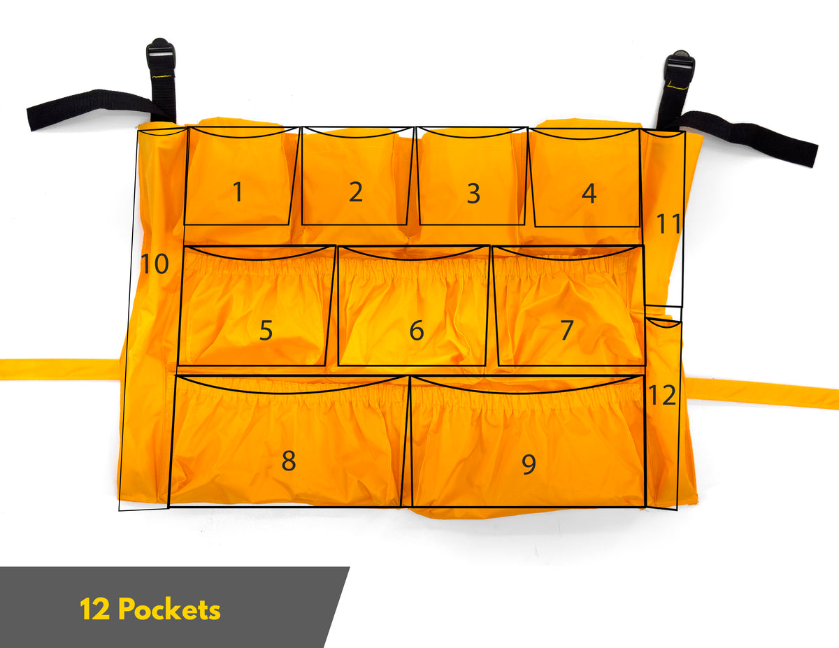 Trash Can Caddy Bag | Fits 32-48 Gallon Can | 12 Pockets | Large Round and Square Trash Cans.