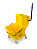 Mop Bucket 25 Quart | Side Press Wringer | 4 Wheels 2" | Yellow