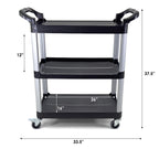 Utility Service Cart - 3 Shelf - 450 Lbs Capacity