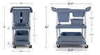 Commercial Restaurant Utility Storage Cart | 5 Bus Tubs Boxes | Multi-function Mobile Shelving Units Organizer for Hotel | Kitchen | Gray.