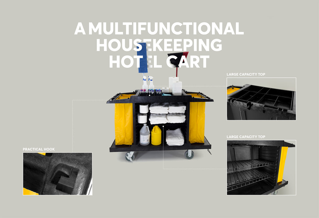 Hotel Cart Housekeeping Room Service Cart Black