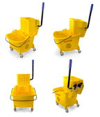 Mop Bucket 25 Quart | Side Press Wringer | 4 Wheels 2" | Yellow