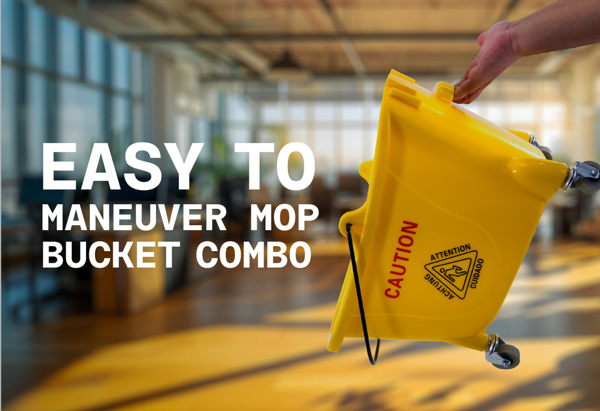 Mop Bucket 25 Quart | Side Press Wringer | 4 Wheels 2" | Yellow