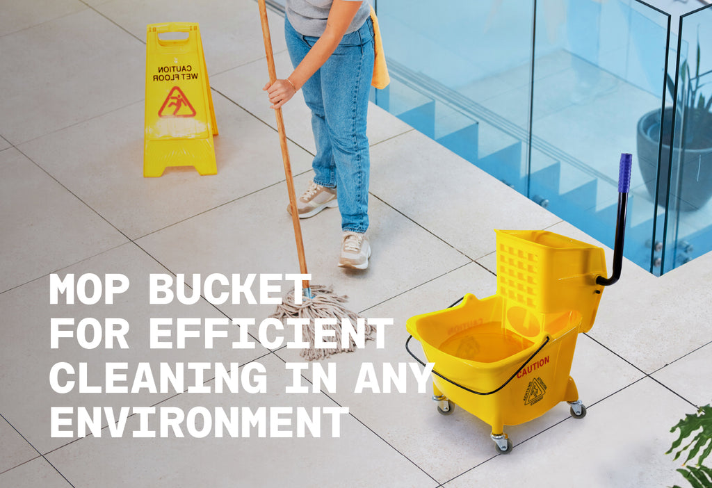 Mop Bucket 25 Quart | Side Press Wringer | 4 Wheels 2" | Yellow
