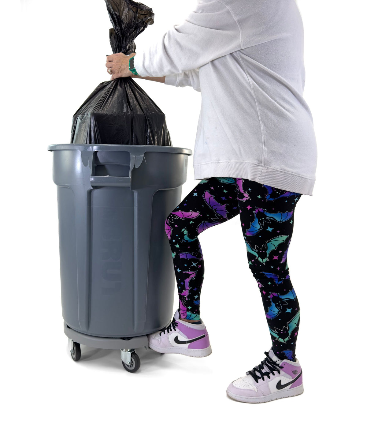 Trash Can Dolly | Heavy-Duty Plastic | 5 Casters | Foot Stabilizer | 460 Lb. Capacity