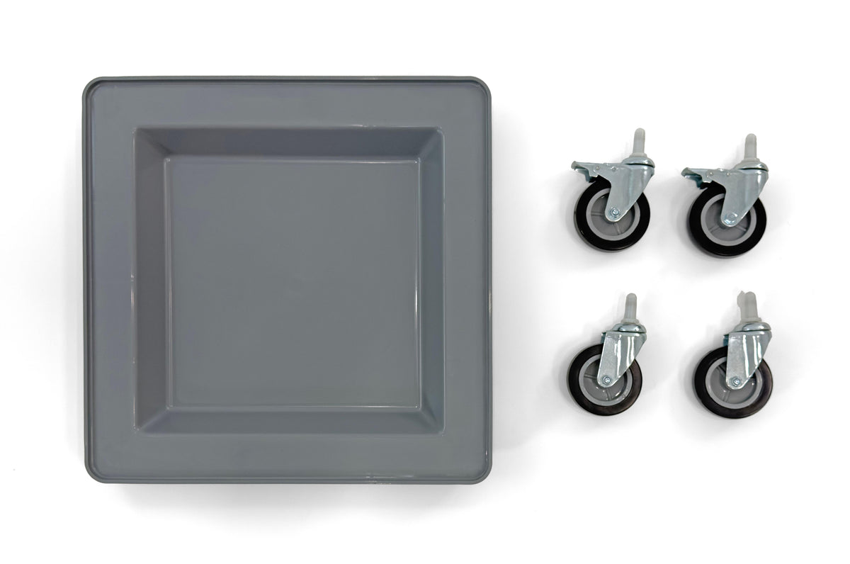 Dolly for Dish Rack and Glass Rack | 2 Wheel Lock 4" | 250 lbs. max Capacity | Light Gray