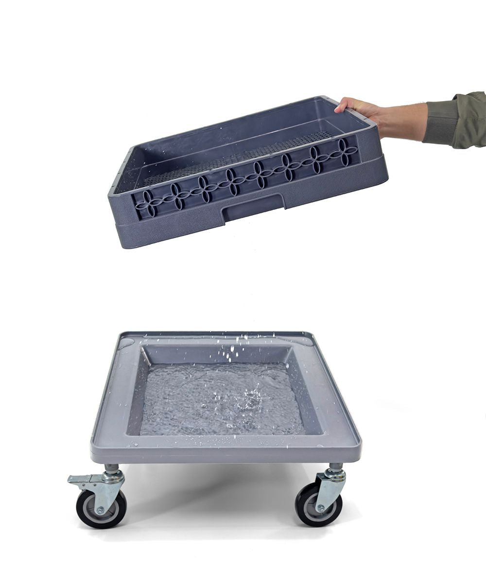 Dolly for Dish Rack and Glass Rack | 2 Wheel Lock 4" | 250 lbs. max Capacity | Light Gray