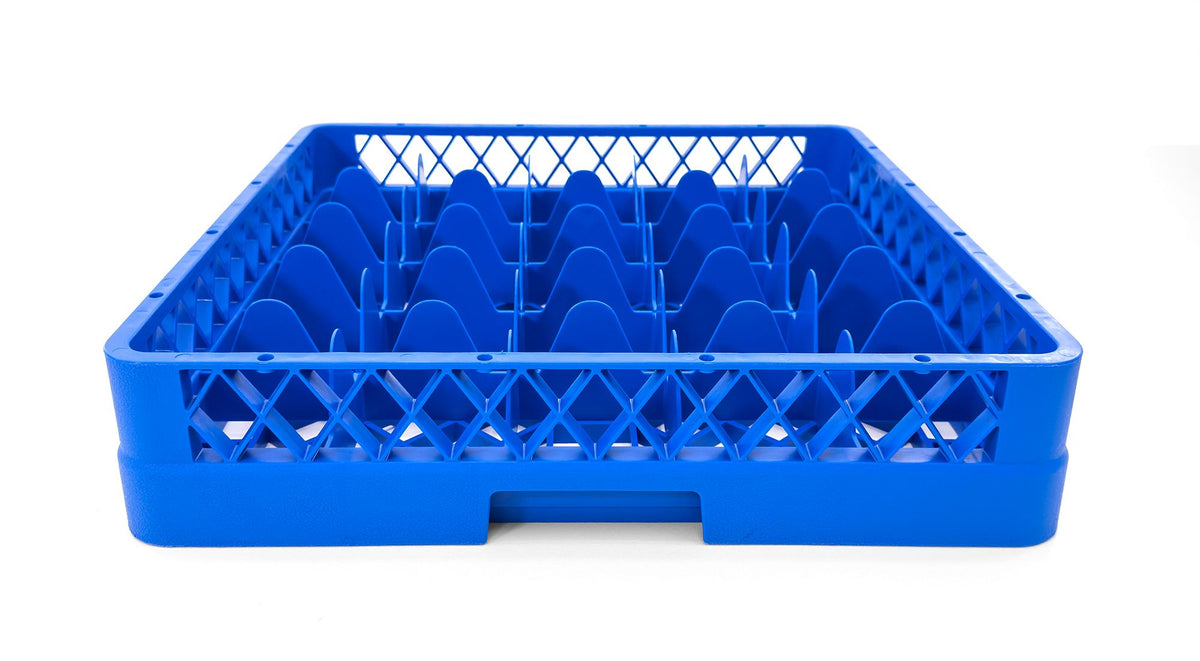 25-Compartment Glass Rack – Commercial Dishwasher Cup Rack | Blue.
