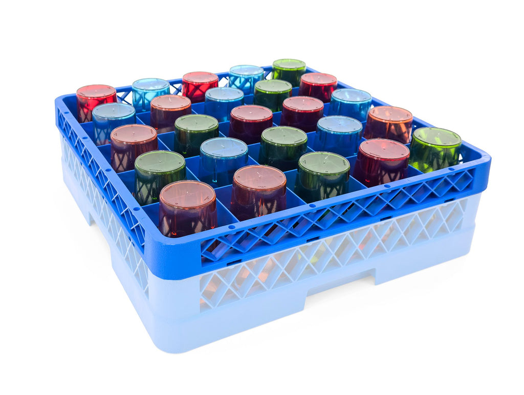Extender Cup Rack | Durable Glass Rack Extension for Commercial Dishwasher | 25-Compartment | Blue