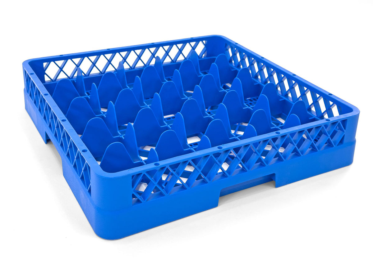 25-Compartment Glass Rack – Commercial Dishwasher Cup Rack | Blue.