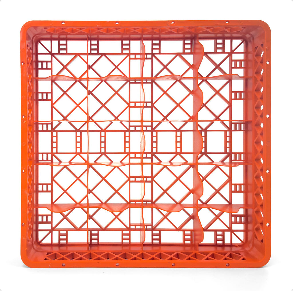 20-Compartment Glass Rack – Commercial Dishwasher Cup Rack | Orange.