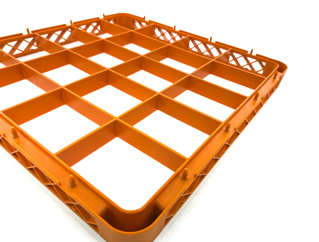 Extender Cup Rack | Durable Glass Rack Extension for Commercial Dishwasher | 20-Compartment | Orange