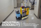 Commercial Janitorial Cleaning Cart | 3 Shelves | Heavy Duty Aluminum Poles | 500 Lbs Capacity
