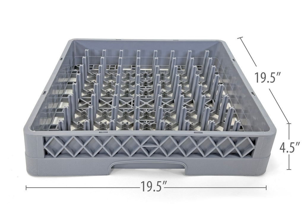 Commercial Dishwasher Glass Rack with Pegs | Heavy Duty Plastic Cup | Rack for Glasses, Mugs & Barware | Restaurant Dishwashing Rack | Gray