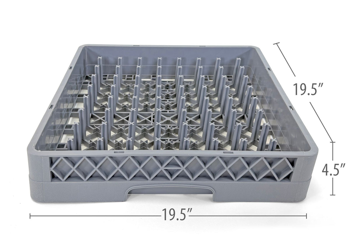 Commercial Dishwasher Glass Rack with Pegs | Heavy Duty Plastic Cup | Rack for Glasses, Mugs & Barware | Restaurant Dishwashing Rack | Gray