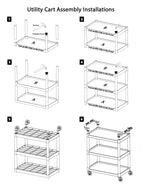 Utility Cart | Food Cart | 3 Shelf 33" X 16" X 37" (Black)