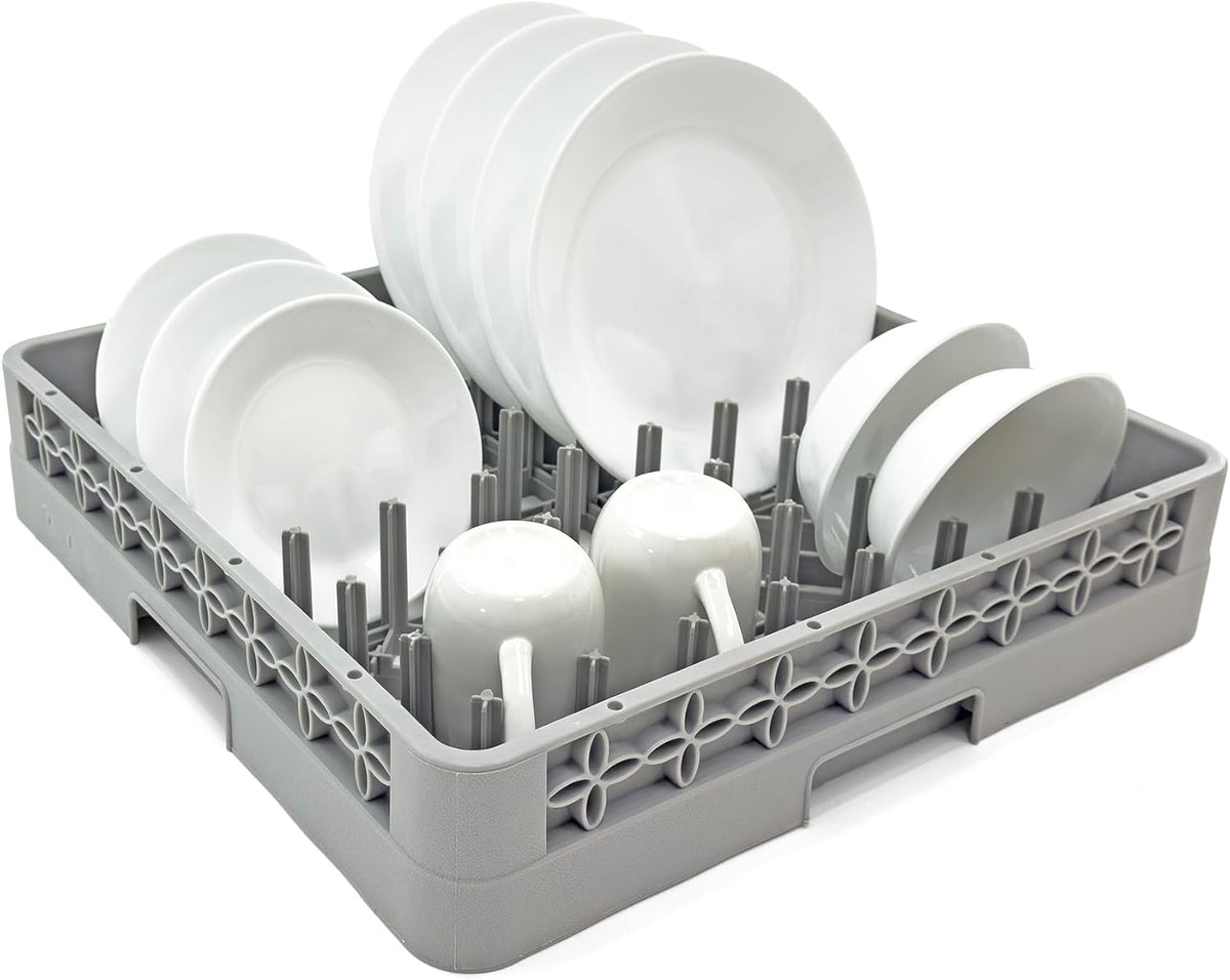 Peg Plate Rack for Commercial Dishwasher | Full Size Tray Rack | Polypropylene (Gray)