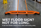 Heavy Duty Commercial Floor Squeegee with Wheels, Extra Wide 59" Curved Water Squeegee with 37" Push Handle, Orange Metal Frame & Black Blade for Warehouse, Garage & Industrial Floor Cleaning